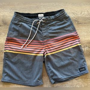 Rip Curl board shorts, blue, rainbow colors, Size 28, stripes
